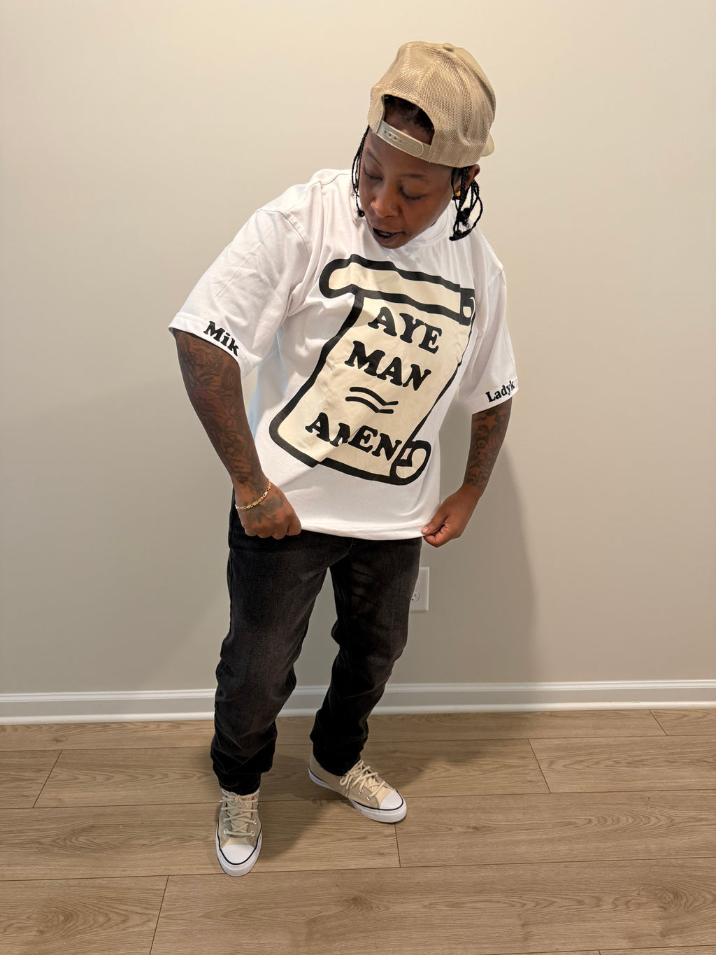 White ‘AYE MAN AYE DAWG’ Shirt